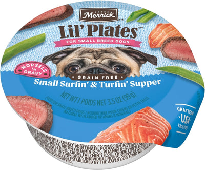 Merrick Lil' Plates Premium Grain-Free Small Breed Wet Dog Food Surfin' & Turfin' Supper, 3.5 oz Tub