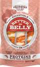 Packaged product: Better Belly Large Rolls with real salmon, three large rawhide treats in a pink package.
