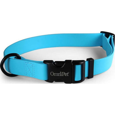 OmniPet Waterproof Dog Collar Quick Release Buckle - Strong Coated Nylon Webbing Odor-Proof for Easy Care, Easy to Clean Fits Small Medium - Large Dogs - Light Blue 3/4" Neck Circumference 14-20