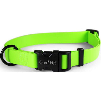 OmniPet Waterproof Dog Collar Quick Release Buckle - Strong Coated Nylon Webbing Odor-Proof for Easy Care, Easy to Clean Fits Small Medium - Large Dogs - Lime Green 3/4" Neck Circumference 14-20