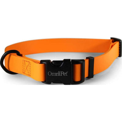 OmniPet Waterproof Dog Collar Quick Release Buckle - Strong Coated Nylon Webbing Odor-Proof for Easy Care, Easy to Clean Fits Small Medium - Large Dogs - Tangerine 3/4" Neck Circumference 14-20