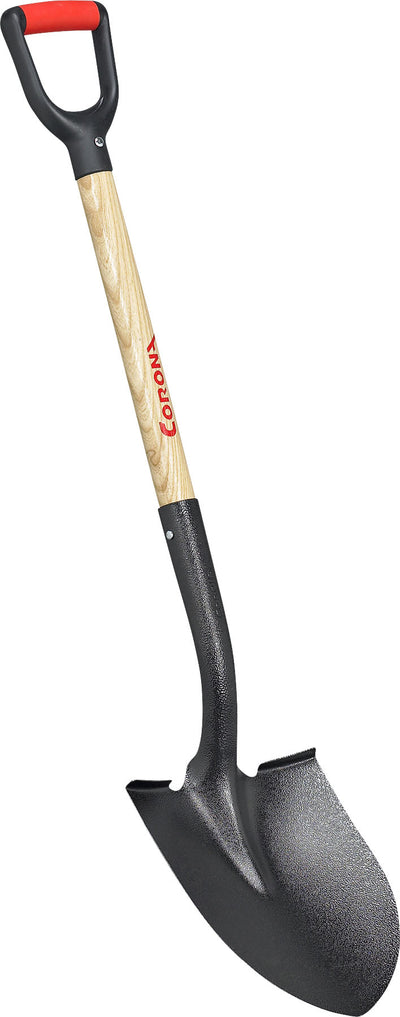 D Grip Wood Handle Round Point Shovel