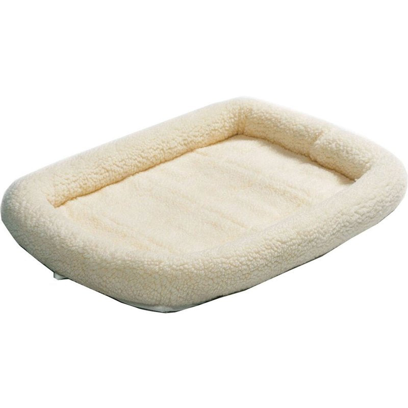 MidWest Homes for Pets Bolster Fleece Pet Bed for Dog And Cats 24L-Inch White w/ Comfortable Bolster | Ideal for Small Dog Breeds & Fits a 24-Inch Dog Crate | Machine Wash & Dry | 1-Year Warranty