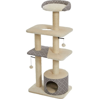 MidWest Homes for Pets Cat Tree | Tower Cat Furniture, 5-Tier Cat Tree w/Sisal Wrapped Support Scratching Posts & High Cat Look-Out Perch, Mushroom/Diamond Pattern, Large Cat Tree