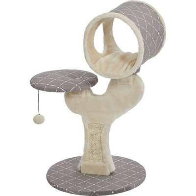 MidWest Homes for Pets Cat Tree | Salvador Cat Tree w/Built-in Sisal Cat Scratching Pad & Cat Look-Out Lounge, Mushroom/Diamond Pattern, Small Cat Tree