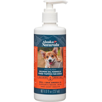 Wild Alaskan Salmon Fish Oil for Dogs Skin and Coat - EPA + DHA Omega 3 Oil - Fatty Acids Dog Supplements - Support Fur Coat and Brain Health - Natural Liquid Food Topper for Pets - 8 oz. Pump