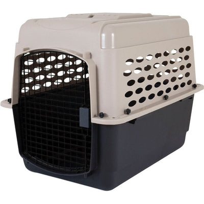 Petmate Vari Dog Kennel - Portable Crate for Pets 30-50 lbs - Airline-Friendly Pet Carrier - Durable Plastic Shell - For Home and Travel - Made in USA - 32 Inches - Taupe and Black