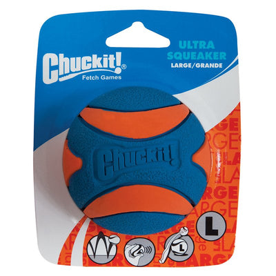 Chuckit! Ultra Squeaker Ball Dog Toy, Large (3 Inch) 1 Pack, for Large Breeds