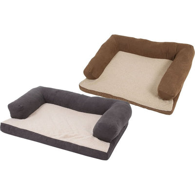 Aspen Pet Bolster Ortho Pet Bed, 35 x 25", Assorted Blue/Brown