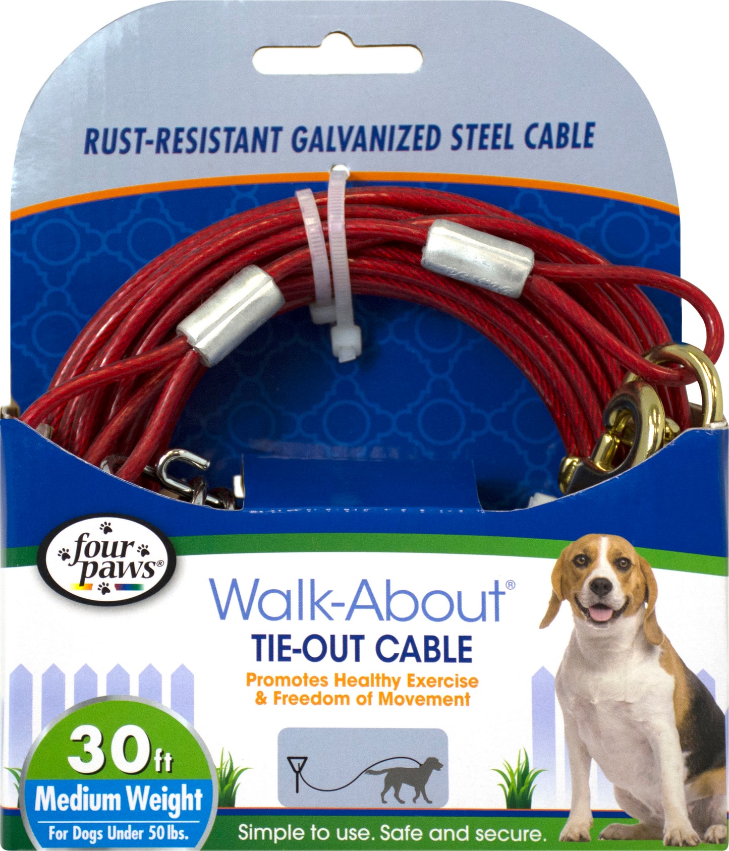 Four Paws Walk-About Tie-Out Cable Medium Weight