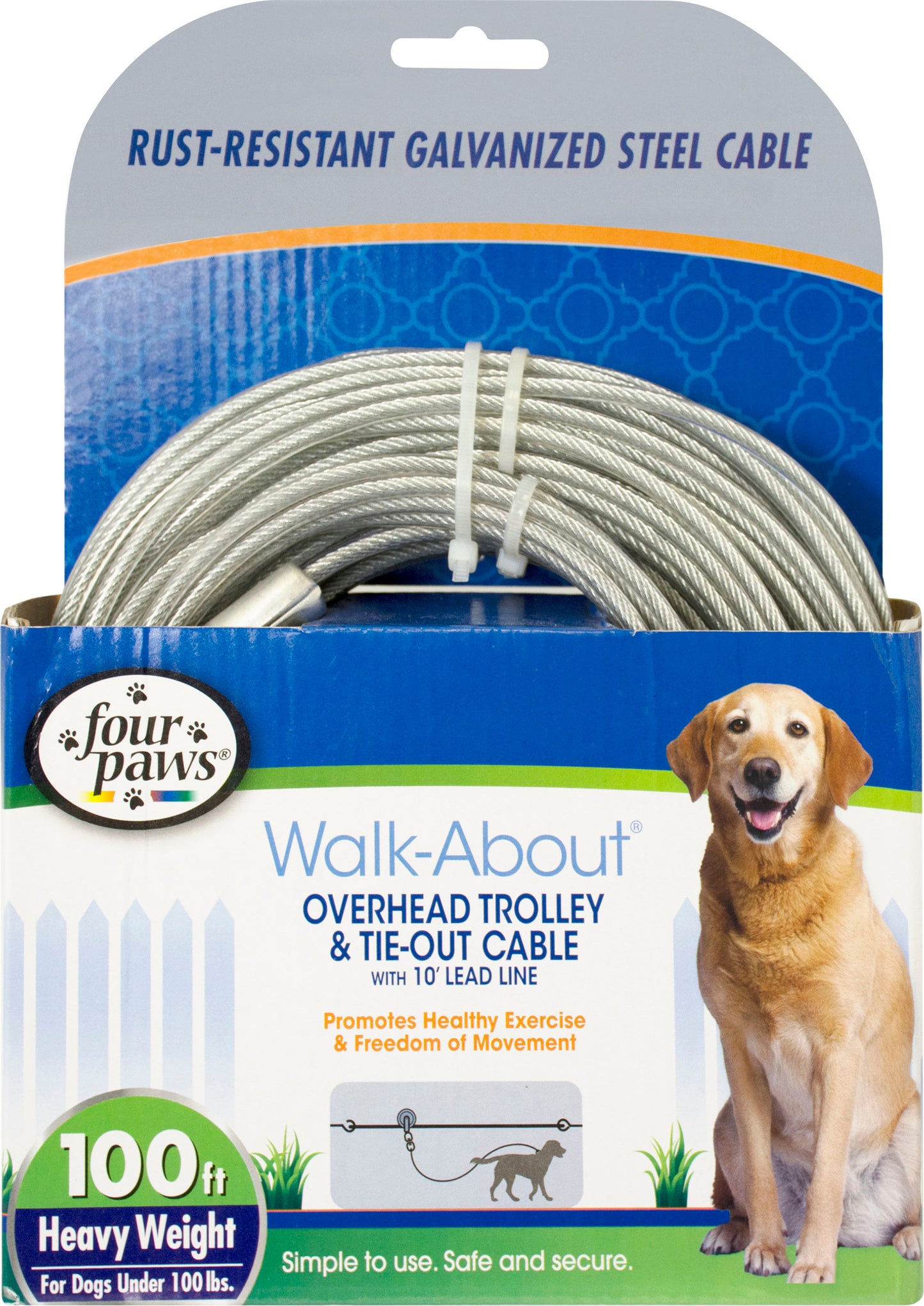 Four Paws Walk-About Trolley & Cable Heavy Weight