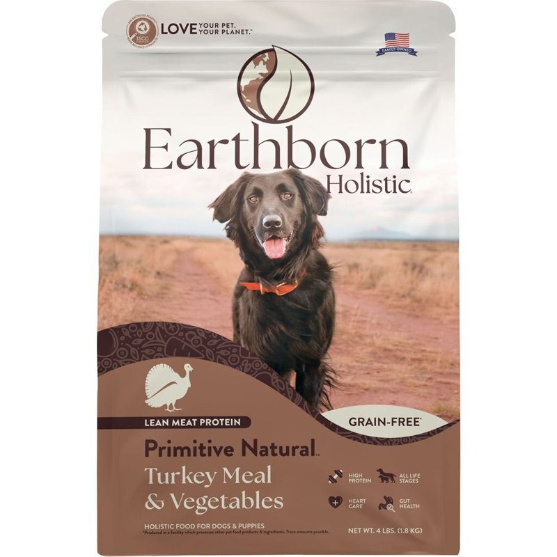 Earthborn Holistic Primitive Natural Turkey Meal & Vegetables Grain Free Dog Food (4 Pounds)