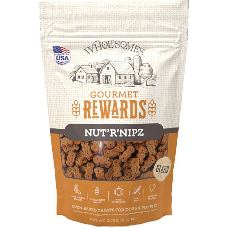 SPORTMiX Wholesomes Gourmet Rewards Nut'R'Nipz Dog Biscuits, Peanut Butter, 2Lb. Bag (2100306)