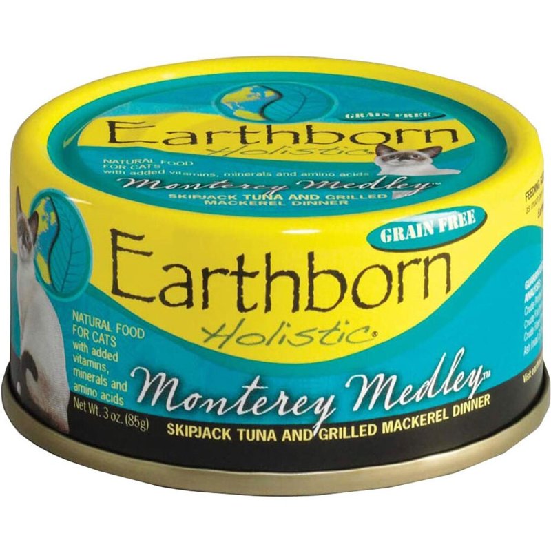 Earthborn Holistic Monterey Medley Skipjack Tuna and Grilled Mackerel Dinner Wet Cat Food, 3-Ounce Per Pacakge, 24-Pack