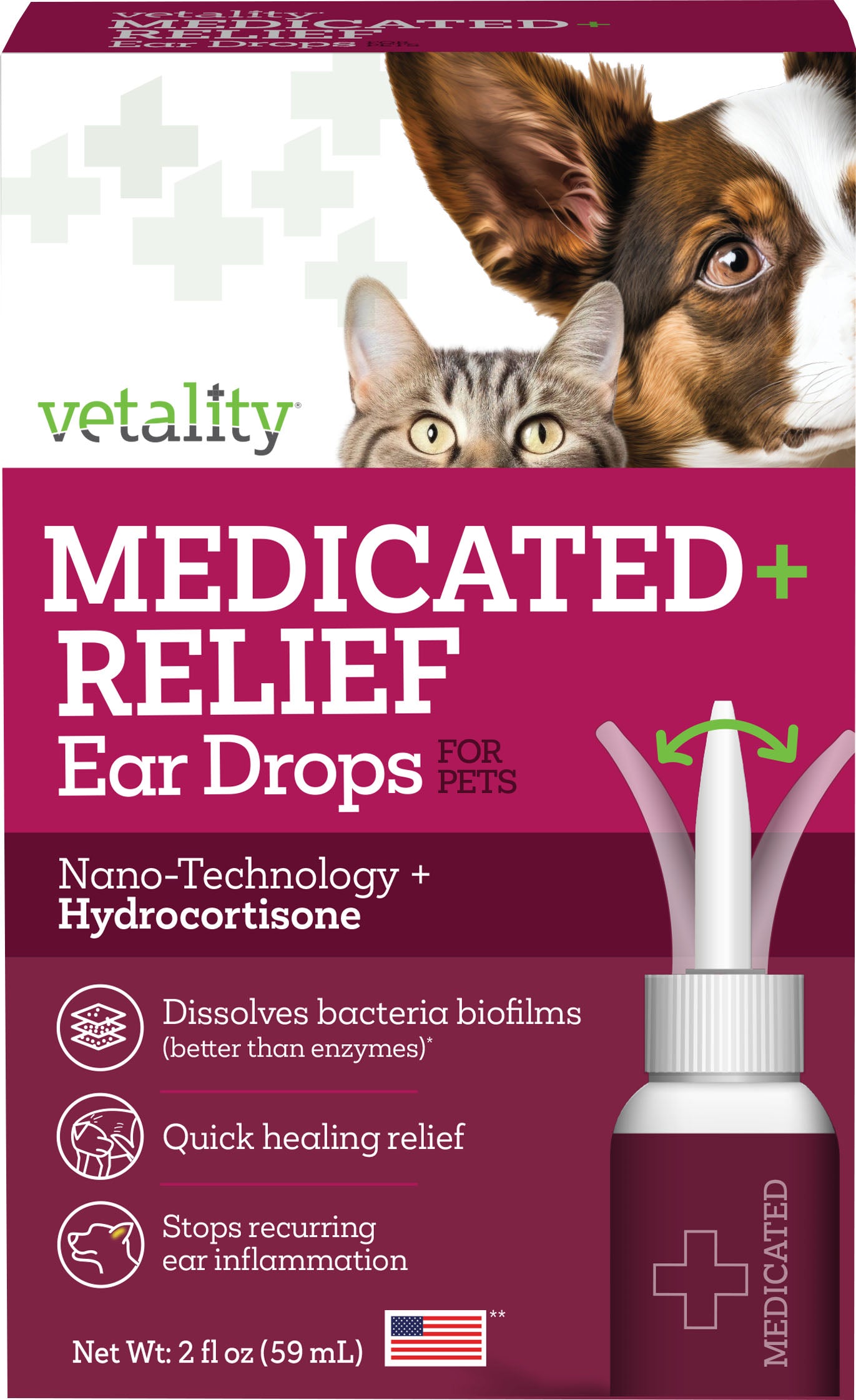 Vetality Medicated Relief Ear Drops For Pets