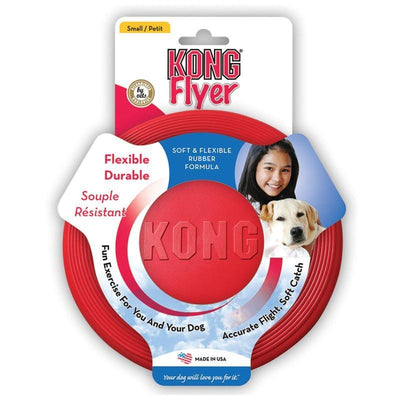 KONG Flyer - Durable Dog Toy for Outdoor Playtime - Natural Rubber Flying Disc, Dog Toy for Fetch - Safer Disc for Healthy Activity - for Small Dogs