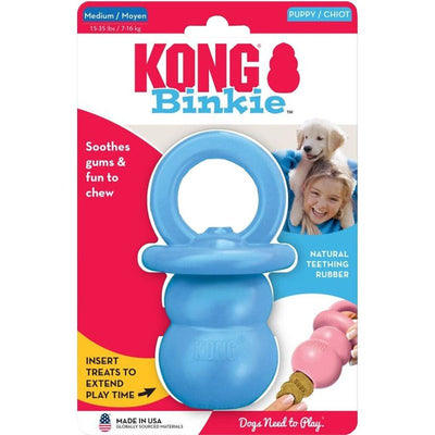 KONG Puppy Binkie - Pacifier Dog Toy for Puppies - Stuffable Chew Toy for Puppy Playtime - Durable Natural Rubber Dog Treat Toy for Teething Puppy - for Medium Puppies - Blue