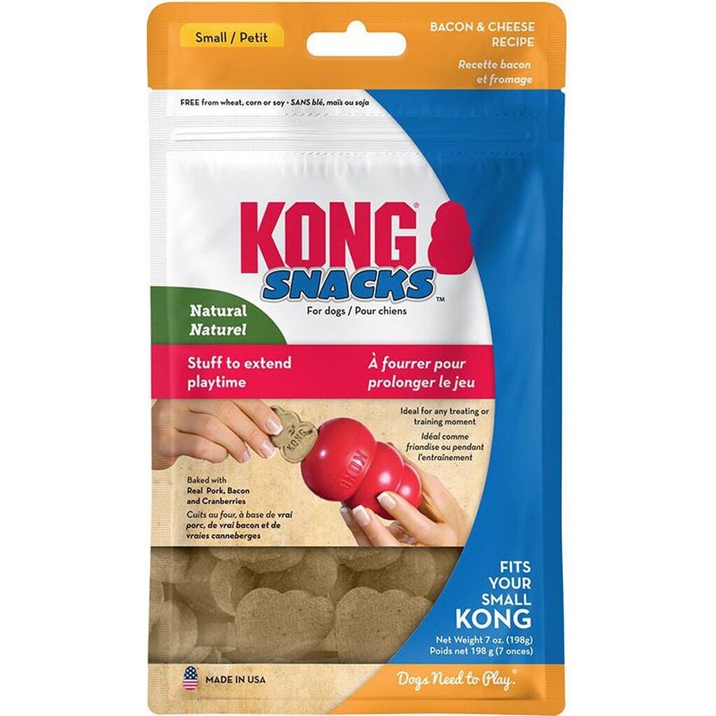 KONG - Snacks - All Natural Dog Treats (Best used with KONG Rubber Toys) - Bacon and Cheese Biscuits - For Small Dogs