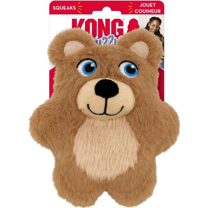 Kong Snuzzles Kiddos Teddy Bear Dog Toy, Small, Brown