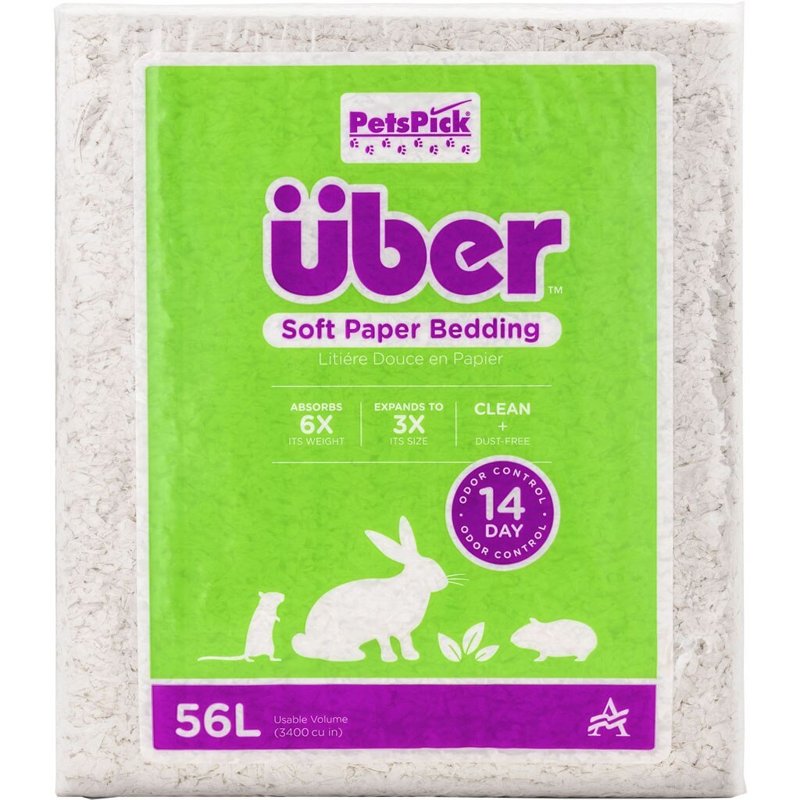 PETSPICK Uber Soft Paper Pet Bedding for Small Animals, White, 56L