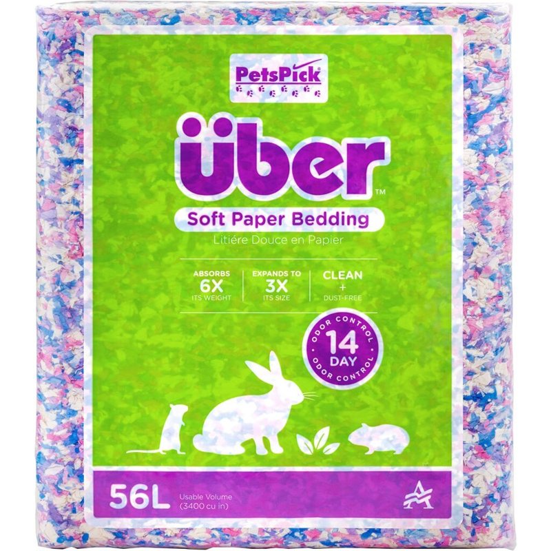 PETSPICK Uber Soft Paper Pet Bedding for Small Animals, Confetti, 56L