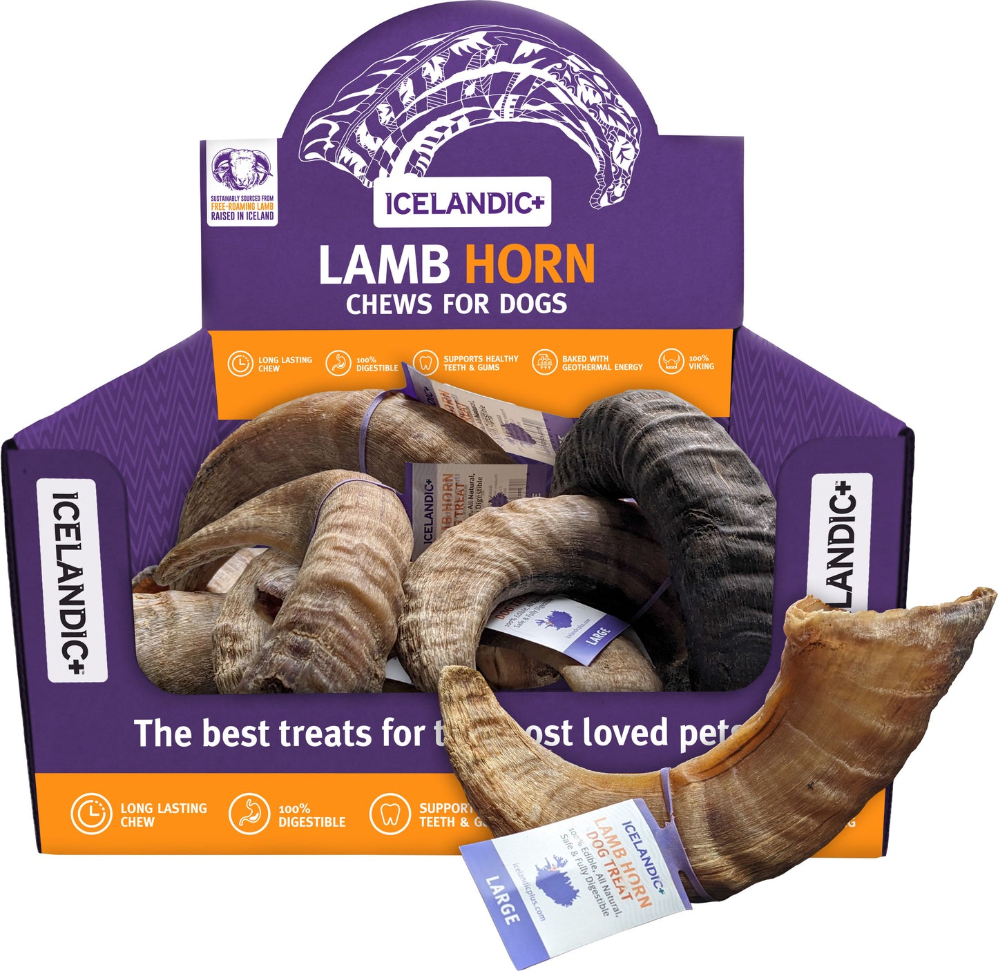 Icelandic+ Large Lamb Horn Dog Chew