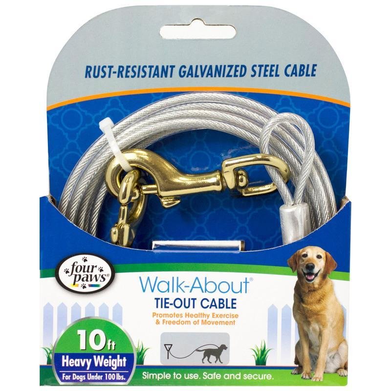 Four Paws Heavy Weight Tie Out Cable Silver 10 Feet