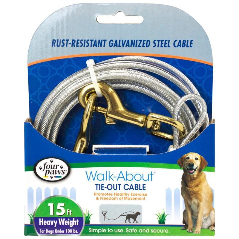 Four Paws Heavy Weight Tie Out Cable Silver 15 Feet