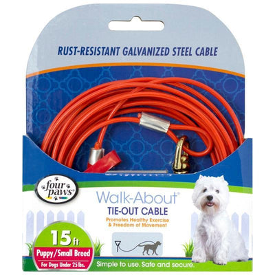 Four Paws Puppy Dog Tie Out Cable Red Puppy (15 Feet)