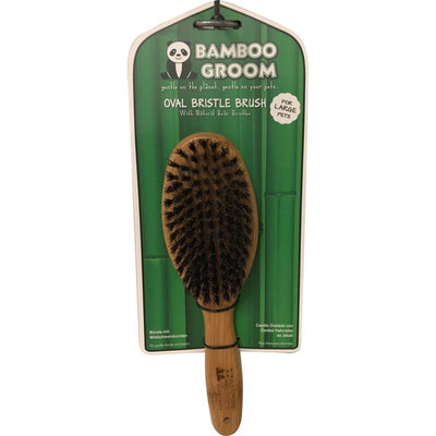 Bamboo Groom Oval Bristle Brush w/Natural Boar Large