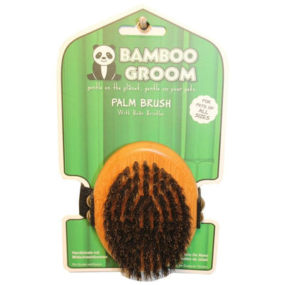 alcott Bamboo Groom Palm Brush with Boar Bristles for Pets