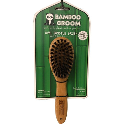 Bamboo Groom Oval Bristle Brush w/Natural Boar Small