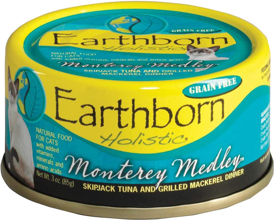 Earthborn Holistic Monterey Medley Skipjack Tuna and Grilled Mackerel Dinner Wet Cat Food, 3-Ounce Per Pacakge, 24-Pack