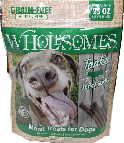 Wholesomes Tank's Jerky Sticks Grain Free Dog Treats, 25 oz, Green