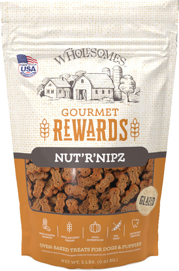 SPORTMiX Wholesomes Gourmet Rewards Nut'R'Nipz Dog Biscuits, Peanut Butter, 2Lb. Bag (2100306)