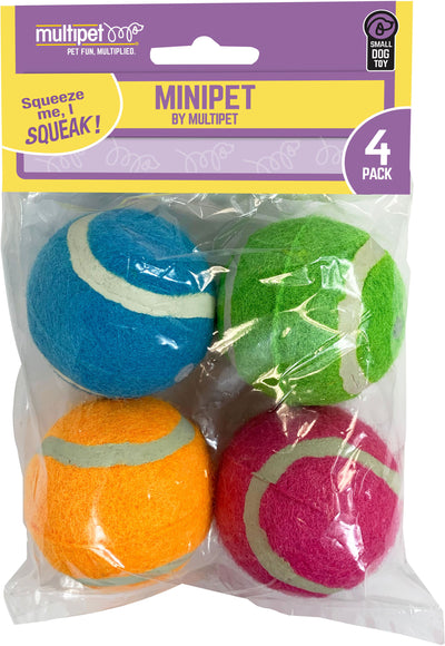 Multipet Minipet Squeaky Tennis Balls (Pack Of 3)