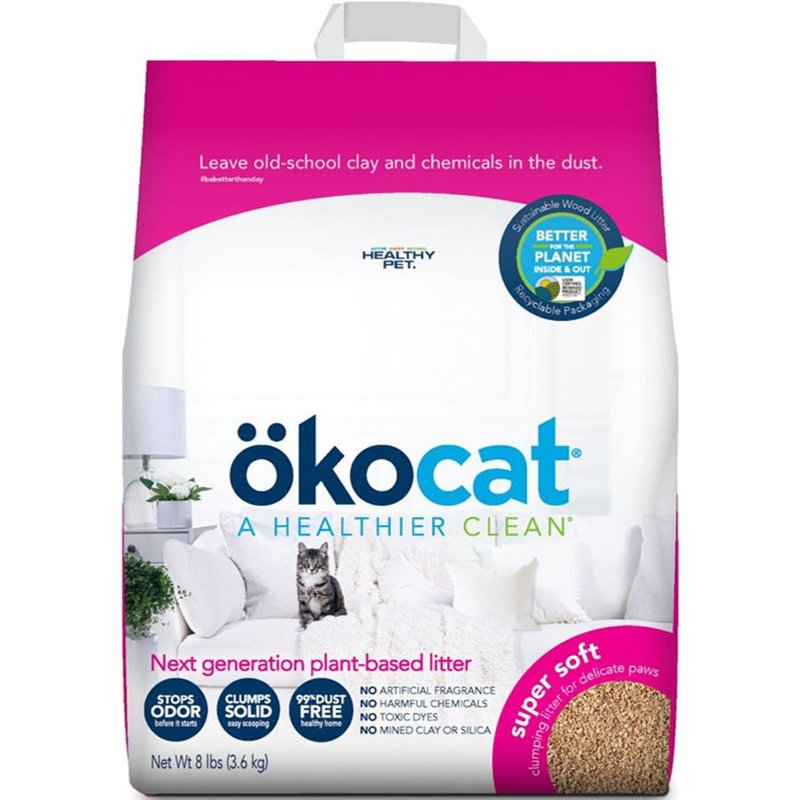 OKOCAT Super Soft Clumping Wood Cat Litter, 128 OZ