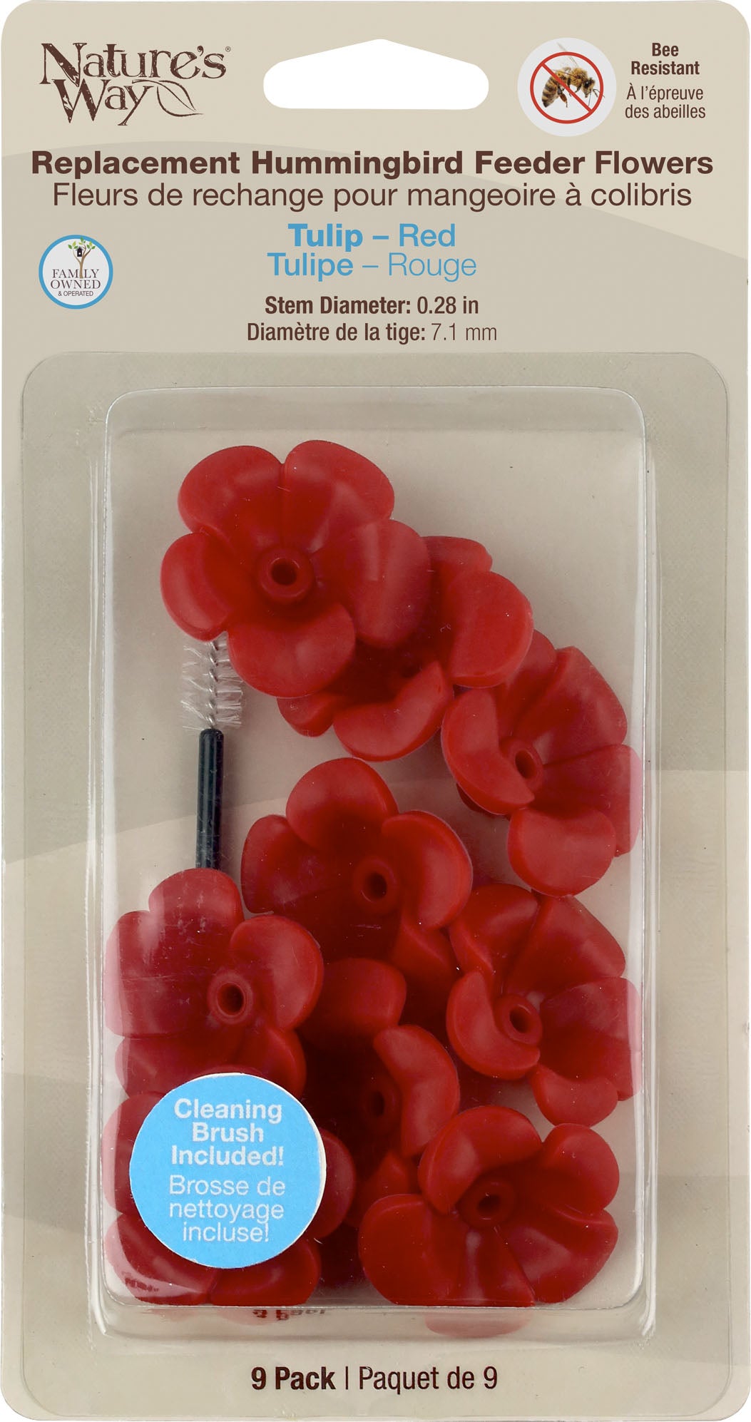 Red Tulip Hb Replacement Flowers W/ Cleaning Brush (Pack Of 10)