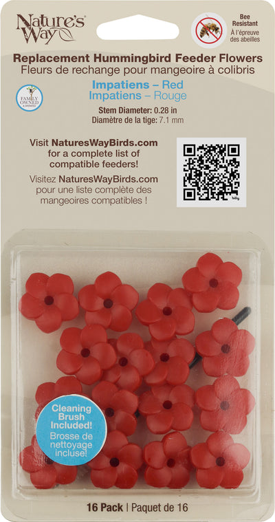 Red Impatiens Hb Replacement Flowers W/ Brush (Pack Of 10)