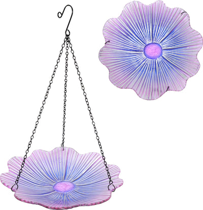 Ecocycle Violet Begonia Hanging Bird Bath/Feeder