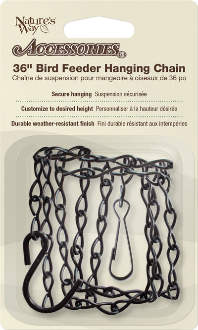 Packaged Nature's Way 36" Black Bird Feeder Hanging Chain with metal chain and hooks