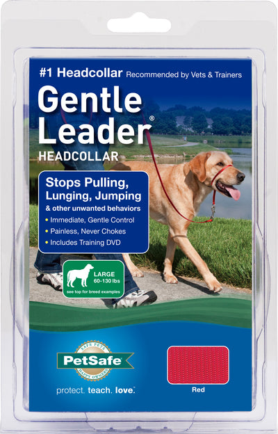 PetSafe Gentle Leader No-Pull Dog Headcollar - The Ultimate Solution to Pulling - Redirects Your Dog's Pulling for Easier Walks - Helps You Regain Control - Large, Red