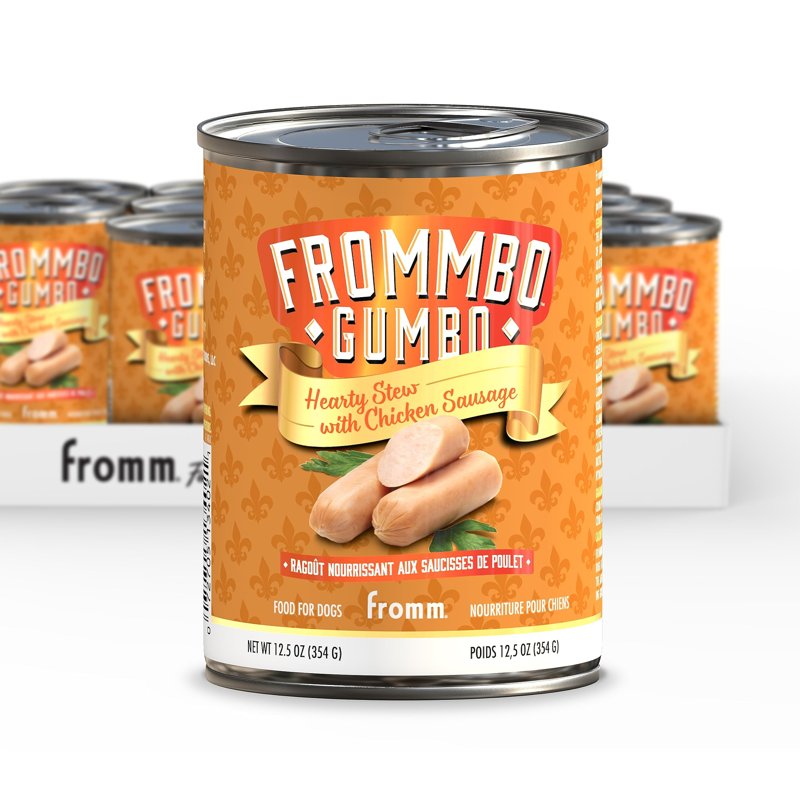 Fromm Frommbo Gumbo Hearty Stew with Chicken Sausage Dog Food - Premium Wet Dog Food - Chicken Recipe - 12.5 oz Can