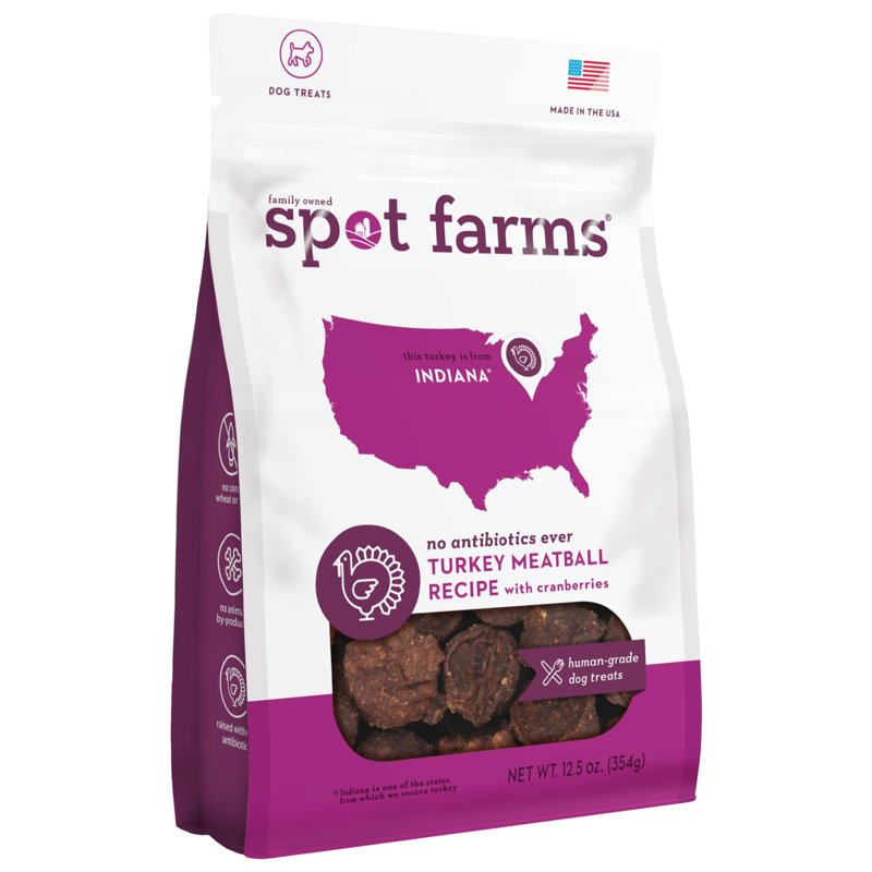 Spot Farms Turkey Meatball Recipe Healthy All Natural Dog Treats Human Grade Made In USA 12.5 oz