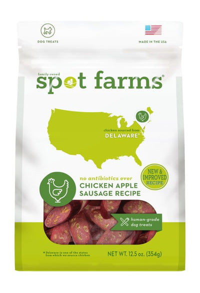 Spot Farms Chicken Apple Sausage Healthy All Natural Dog Treats Human Grade Made in USA 12.5 oz