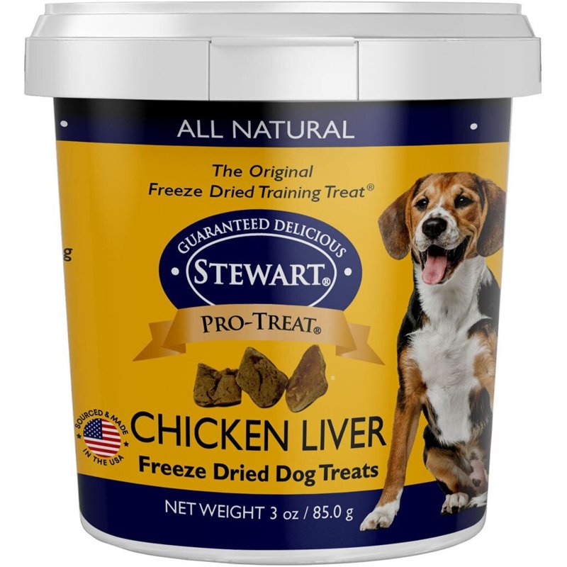 Stewart Single Ingredient Freeze Dried Raw Dog Treats, Chicken Liver, 3 Ounce Resealable Tub, Training Treats or Meal Topper Dogs, High Protein, Grain Free, Gluten Free