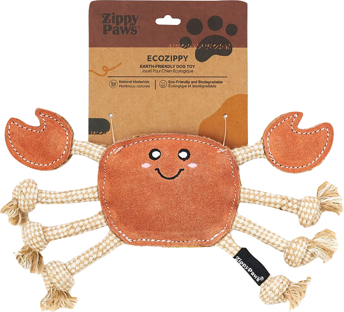 Zippypaws Ecozippy Suede & Rope Buddies Crab