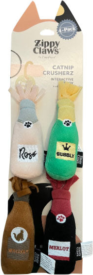 ZIPPYCLAWS CATNIP CRUSHERZ ROSE/BBBLY/WHSKY/MERLOT