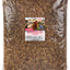 A clear front view of a packaged product labeled Hungrybird Dried Mealworms, 11 LB, showing brown mealworms inside a transparent bag.