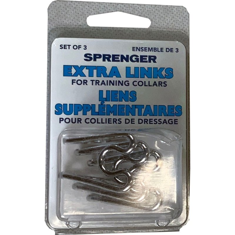 Herm SPRENGER Prong Dog Collar Extra Links, Set of (3) 3.25 mm Chrome Links, Steel Chrome Plated Dog Prong Collar Links, Pinch Collar and Dog Correction Collar Links, Prong Training Collar Links